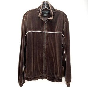 Retro Equipment by HG Design International Velour Track Jacket Brown Medium